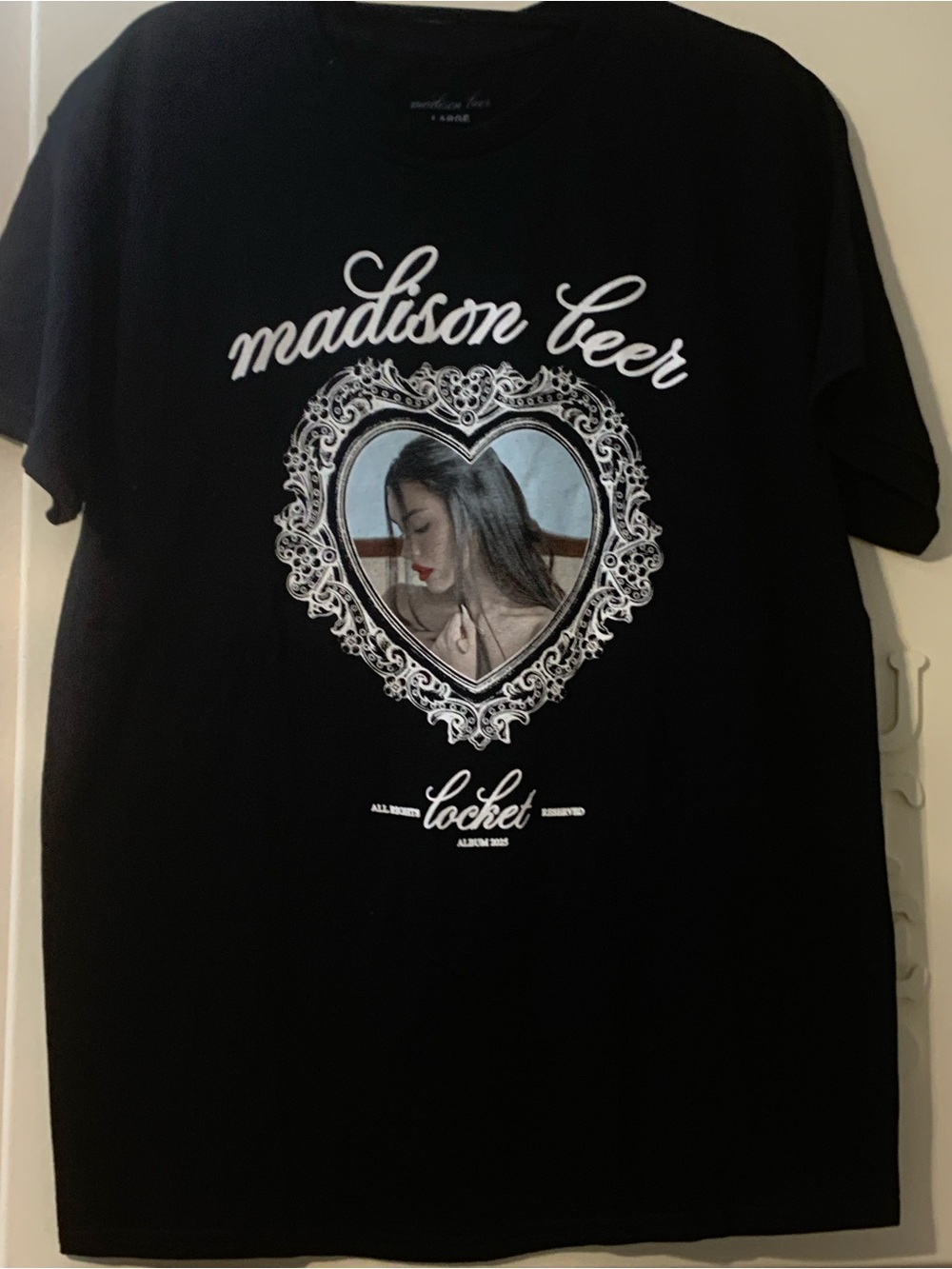 Madison Beer Black Short Sleeve Tee with White Frame and Portrait